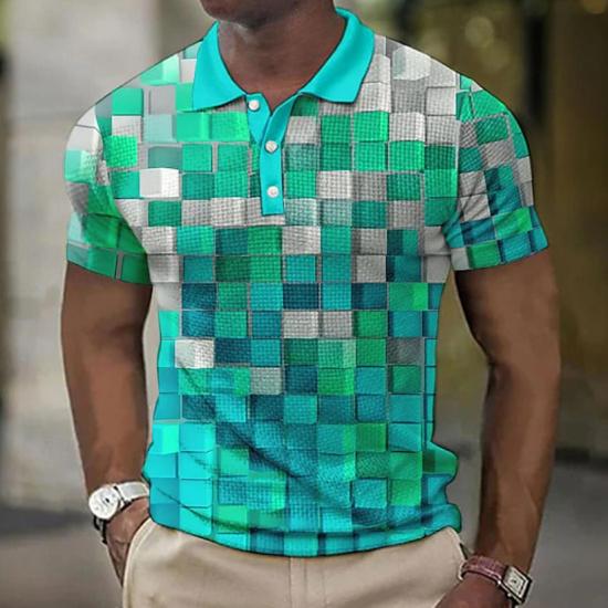 Men's Waffle Short-sleeve Polo Shirt Summer Casual Daily Top