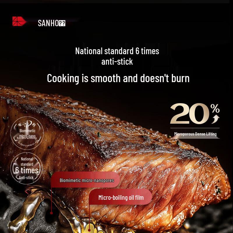 Sanhe 0-Coating Titanium Iron Non-Stick Wok