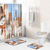 Christmas Shower Curtain Floor Mat Combination Four-Piece Set Bathroom Toilet Carpet Shower Room Mat Foot Mat