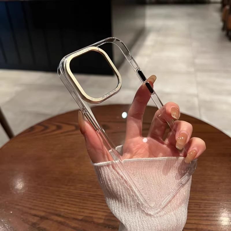 Applicable To IPhone16 Metal Lens Mobile Phone Case Apple 15 Promax Transparent PC Hard Shell Ultra Thin Protective Case