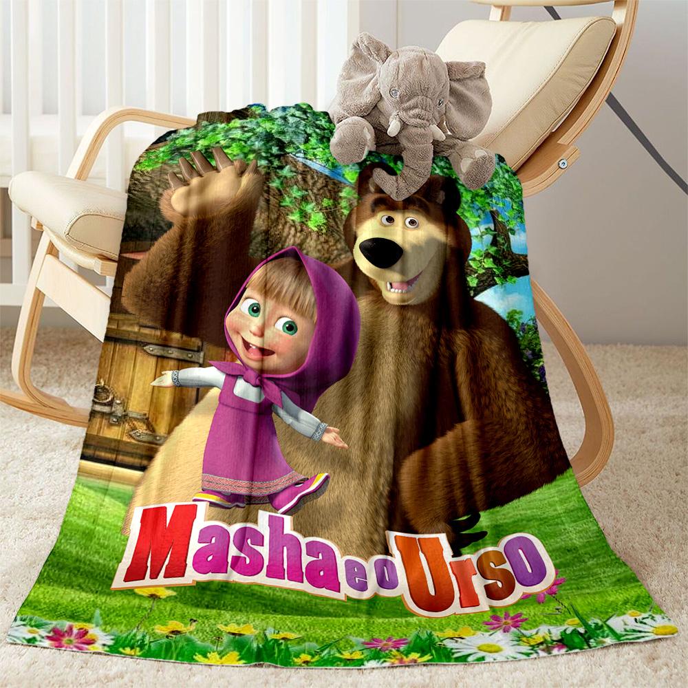 Masha Bear Blanket Comfortable Suitable for Livingroom Seaside Sofa Four Seasons Multipurpose Stylish Decor Best Holiday Gift for Friends Family