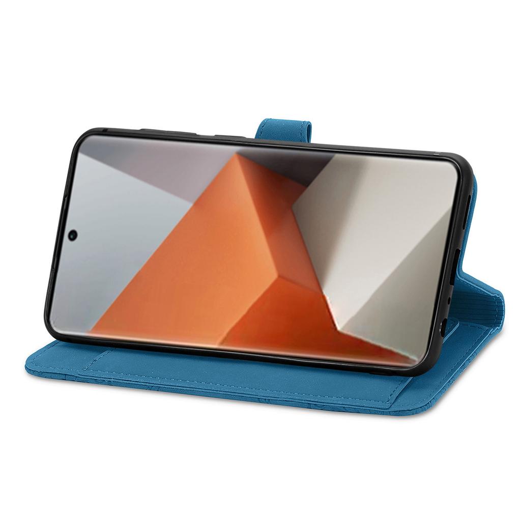 Dla Xiaomi Redmi Note 13 Pro+ 5G Etui portfelowe na zamek błyskawiczny ze smyczą, z kwiatowym nadrukiem, skórzane PU, pokrowiec na telefon