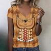 Women's Casual V Neck Short Sleeve T Shirt Oktoberfest Print Top Lightweight Comfortable Summer Tee for Everyday Wear