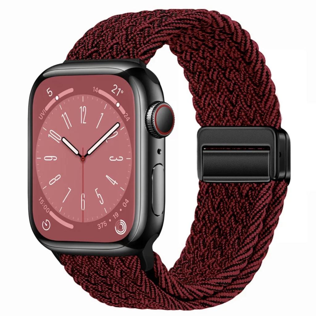 Geflochtenes Solo Loop-Armband aus Nylon für Apple Watch Band Ultra2 49 mm 9 8 7 41 mm Metall-Magnetarmband 45 mm 6 5 4 SE 44 mm verstellbarer elastischer iWatch-Gurt