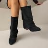 Suede Mid-tube Boots Women's New Round Toe Sleeve Soft Sole Anti-slip Wear-resistant Fashion Boots