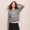 Women's Embroidered Letter Loose Knit Pullover