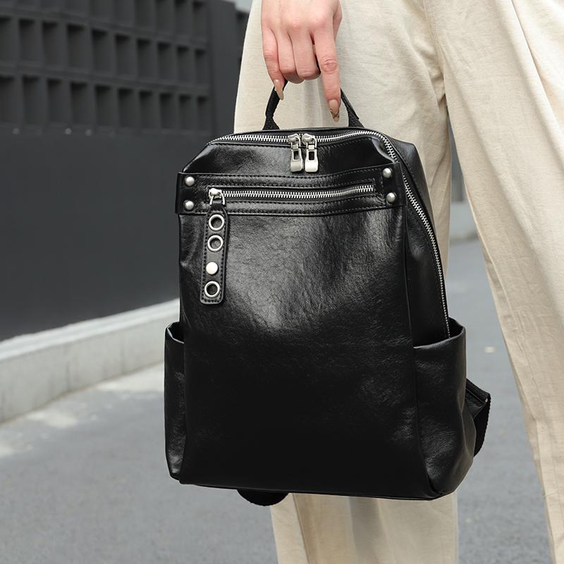 Women Natural Cow Leather Backpacks Lady Cowhide Design Large Capacity Bags Female Retro Versatile Backpacks Ladies Fashi Bag