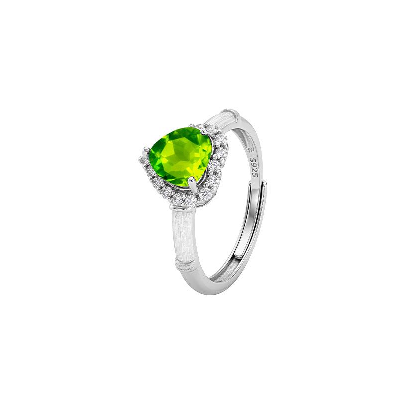Natural crystal stone love ring women's s925 silver brushed ring light luxury garnet topaz gift for girlfriend