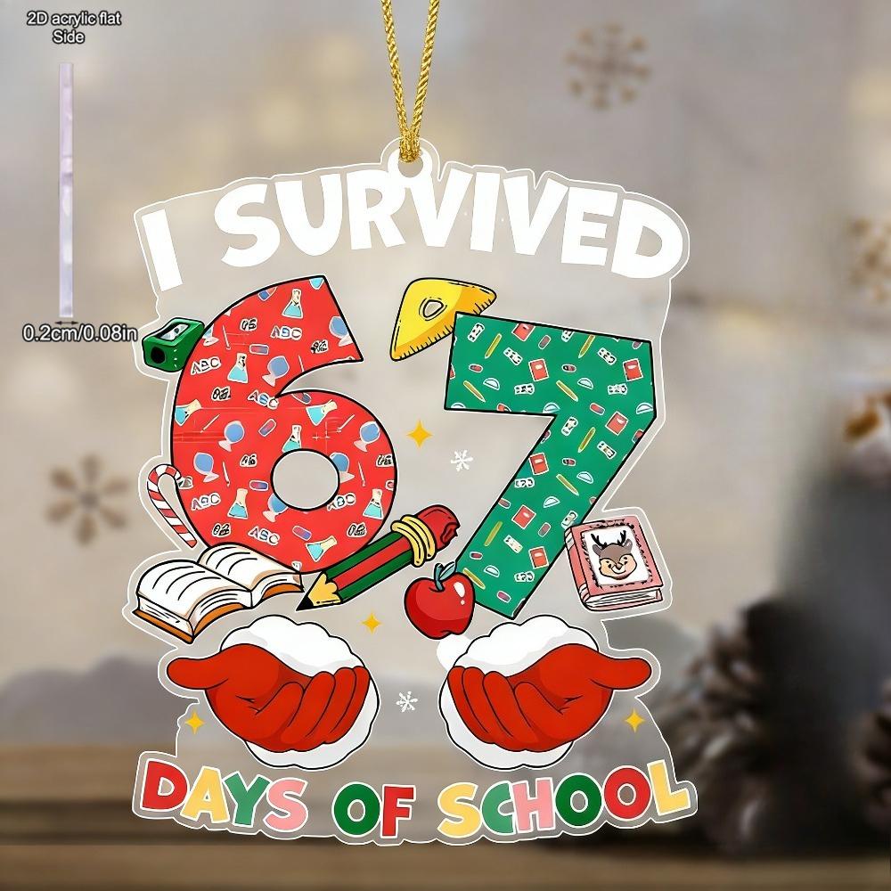 "I Survived 67 Days of School", No Electricity Needed, Back To School Theme, Hanging Style, Nurseries, Vintage Home Decor Wall for Bar Kitchen, Resta