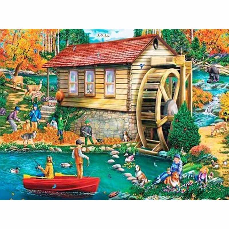 New 5D DIY Diamond Painting Scenic Lodge Diamond Embroidery Scenery Cross Stitch Full Round Drill Home Decor Manual Gift