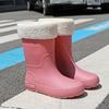 Fashion Women's Rain Boots Outdoor Wading Shoes Medium Tube Thickened Rain Shoes Non-slip Soles Women's Water Shoes Rubber Shoes Kitchen Water Boots