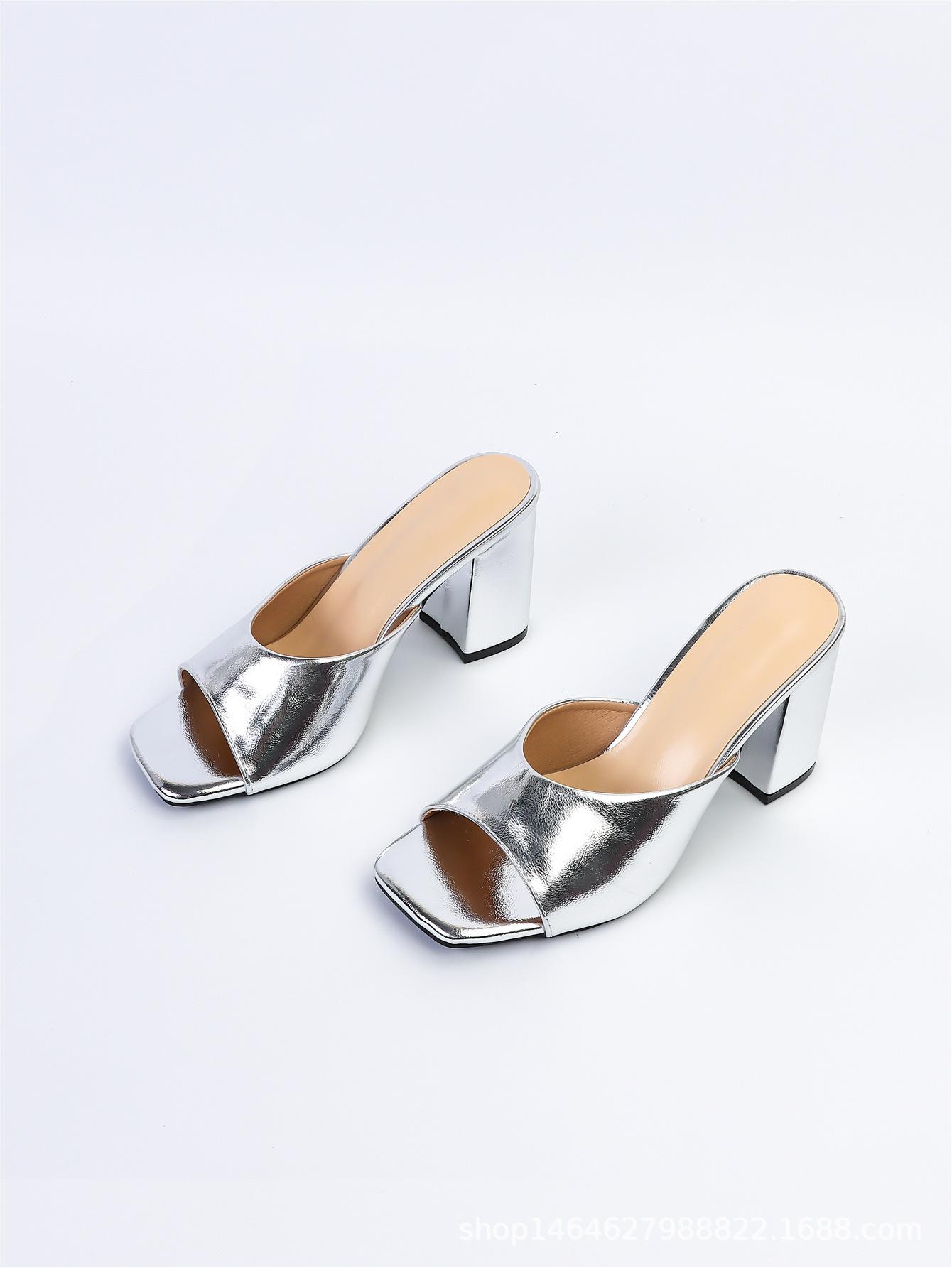 

Ladies summer cool slippers wear lazy shoes 43 срібний