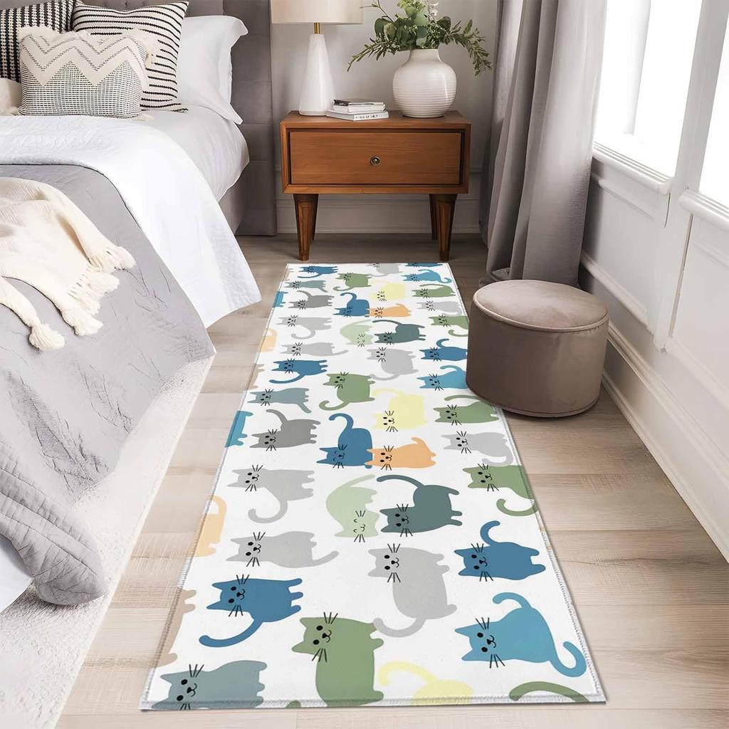 Cartoon Katze Läufer Teppiche Niedliches Tier Muster Saugfähige Rutschfeste Matten Modernes Indoor Flur Küche Schlafzimmer Dekor Langer Teppich