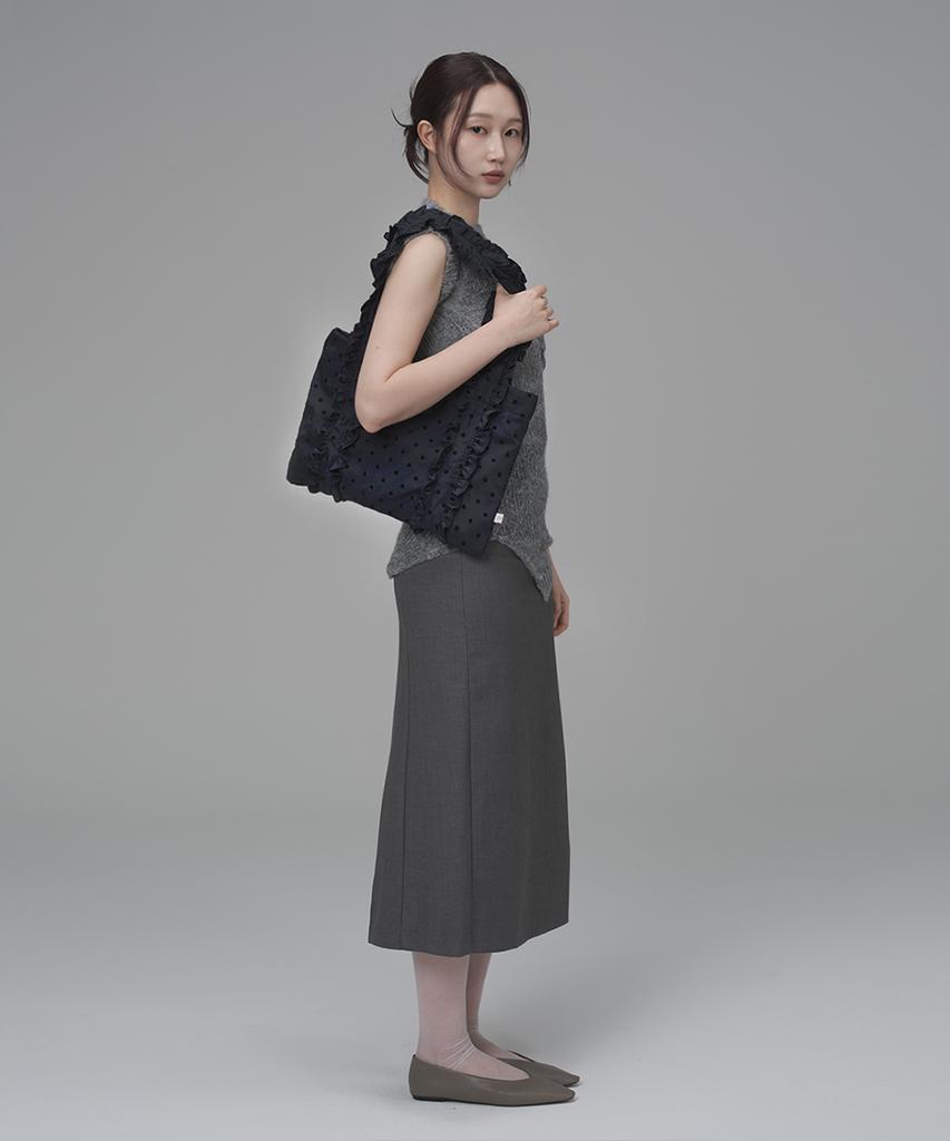 Kimimi Big Frill Dot Medium Shoulder Bag Deep Navy