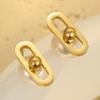 GEMCHIC Women's Minimalist Geometric Faux Pearl Stainless Steel Stud Earrings Gold Plated Elegant Fashion Jewelry