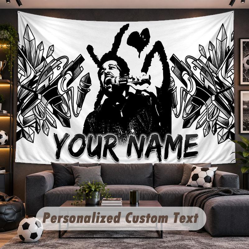 Wall Hanging Tapestry Custom NameThe Weeknd Pattern Personalized Printed Fabric Wall Decor