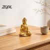 Stabiele Basis Boeddhabeeld 3D Geprint Gouden Beeld, Zittende Shakyamuni Figuur, Beeldhouwwerk Zen Meditatie Decor voor Kantoor met Serene Uitdrukking
