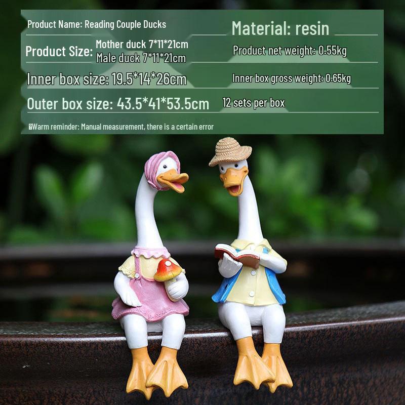 

Фигурка утки для дворового сада: Мультяшная скульптура и креативное украшение для цветочного горшка из смолы