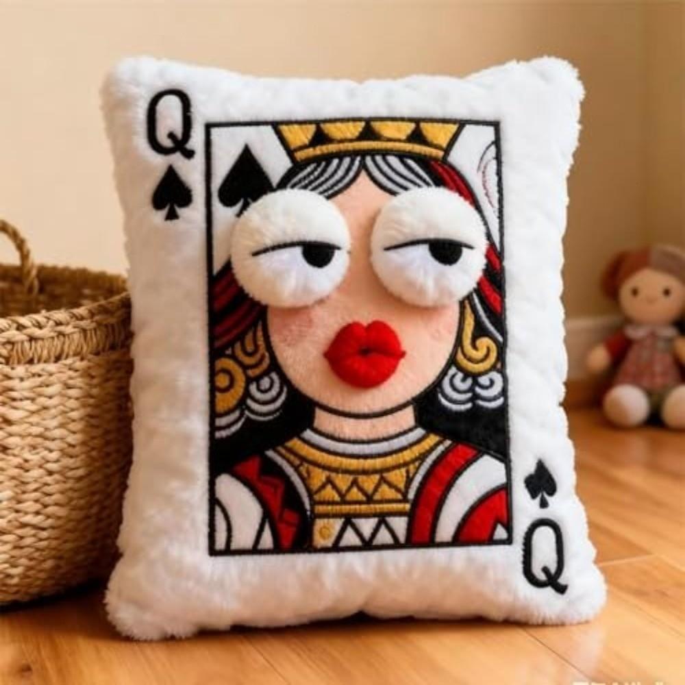 Soft Big Eyes Pillow Quirky Patchwork Pillow Funny Plush Embroidered Pillow Sofa Decor