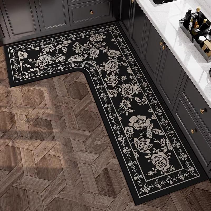 

Кухонный коврик Впитывающий масло Коврики для пола L-образный Диатомовая грязь ПВХ Ковер Моющийся Нескользящий Коврики для ног Домашнее украшение 1pc 80x120x45cm