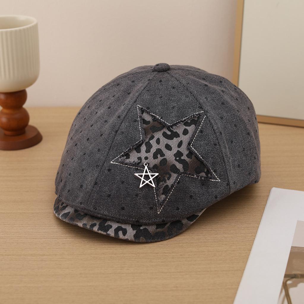 Retro Hat Women's Autumn Winter Fashion Comfortable Casual Versatile Beret Hat Polka Dot Star Hat