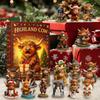 3D Highland Cow Figures Ornaments 24pcs Different Christmas Tree Highland Cow Pendants Ornament Christmas Countdown Calendar