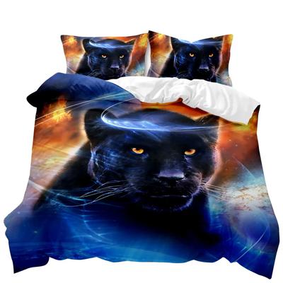 Set povlaku na přikrývku Ferocious Cat Africká modrá Ferocious Cat Divoká zvěř Jednolůžkový ložní set Dvojitý Queen King Size Polyesterový povlak na přikrývku