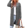 Damen S Lang V-Ausschnitt Knopf Tasche Strick Cardigan Pullover