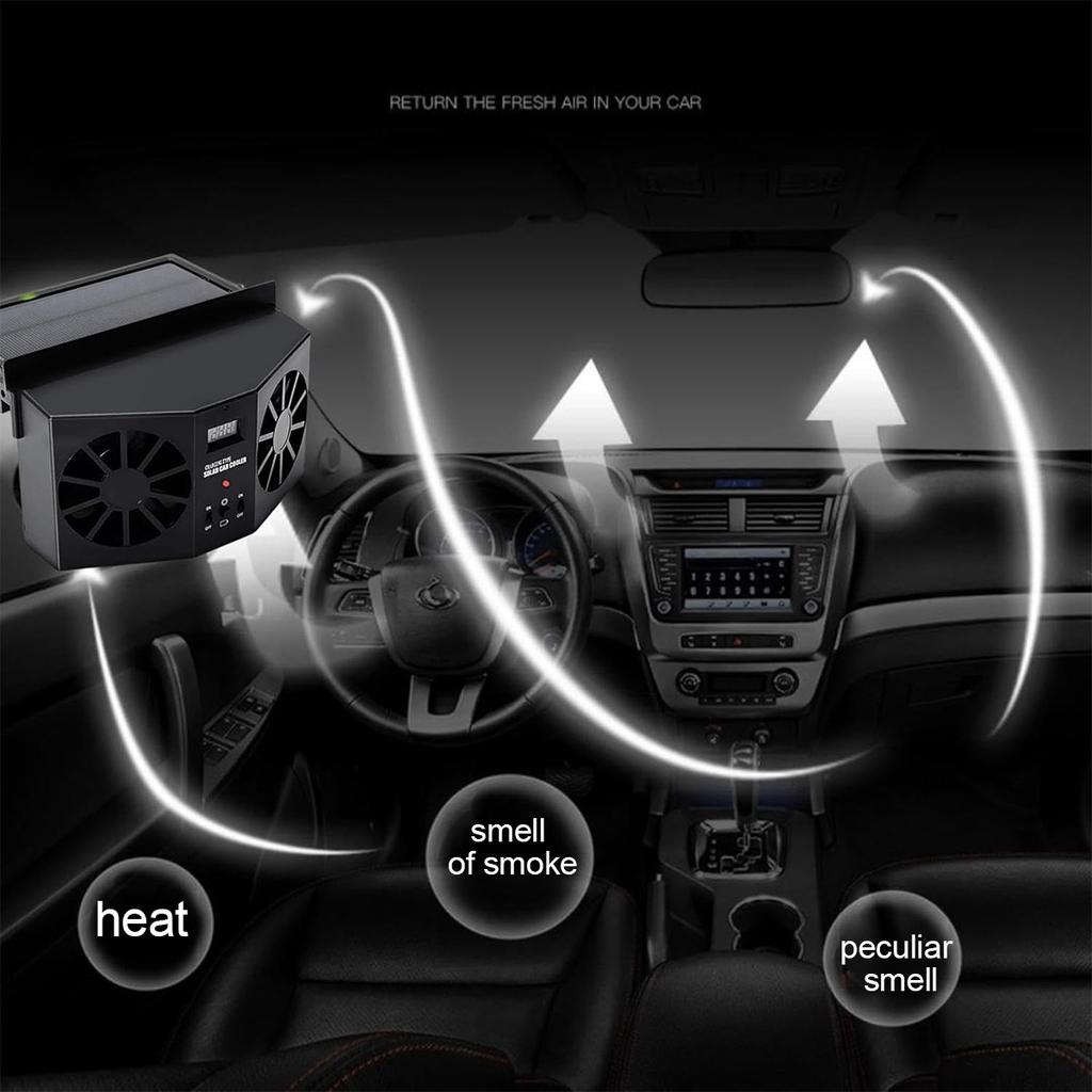 Solar-Powered Car Cooling Fan with Digital Display Portable Air Circulation Exhaust Fan for Vehicle Interior