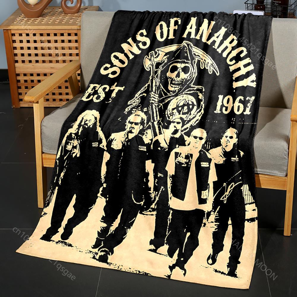 1PC Motorcycle Club Poster Print Adult Children Warm Blankets Home Travel Car Soft Comfortable Suitable for All Seasons