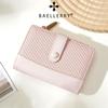 Korean Style Color Block Women's Wallet: Two-Fold with Snap Button, Zipper Coin Purse, Multiple Card Slots, and Large Capacity.
