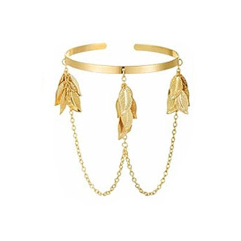 Assorted Open Cuff Bracelet Set, 8 Metal Arm and Wrist Accessories with Mixed Leaf, Wire and Chain Design Details
