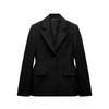Herbst und Winter Damen Schwarz Klappentasche Gürtel Schulterpolster Schlanke Anzugjacke Temperament Vielseitig