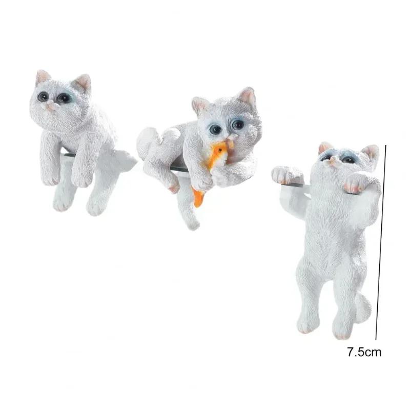 3Pcs Cat Ornaments Landscape Cat Crafts Cute Cat Fish Tank Sculptures Small and Cute