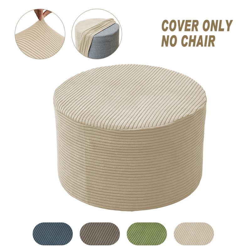 1 PZ Copri Pouf Rotondo Jacquard Copri Poggiapiedi Estensibile All-inclusive Copridivano per Poggiapiedi Sgabello per Soggiorno Camera da Letto