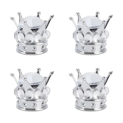 4 Pièces Bouchons de Valve de Roue de Pneu Style Couronne Diamant Universel pour Voitures Camions Vélos