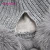 SOMALER Winter Real Fox Fur Hats for Women Fur Pompom Ear Protect Caps Warm Lined Knitted Fur Beanies Fashion Russian Hat