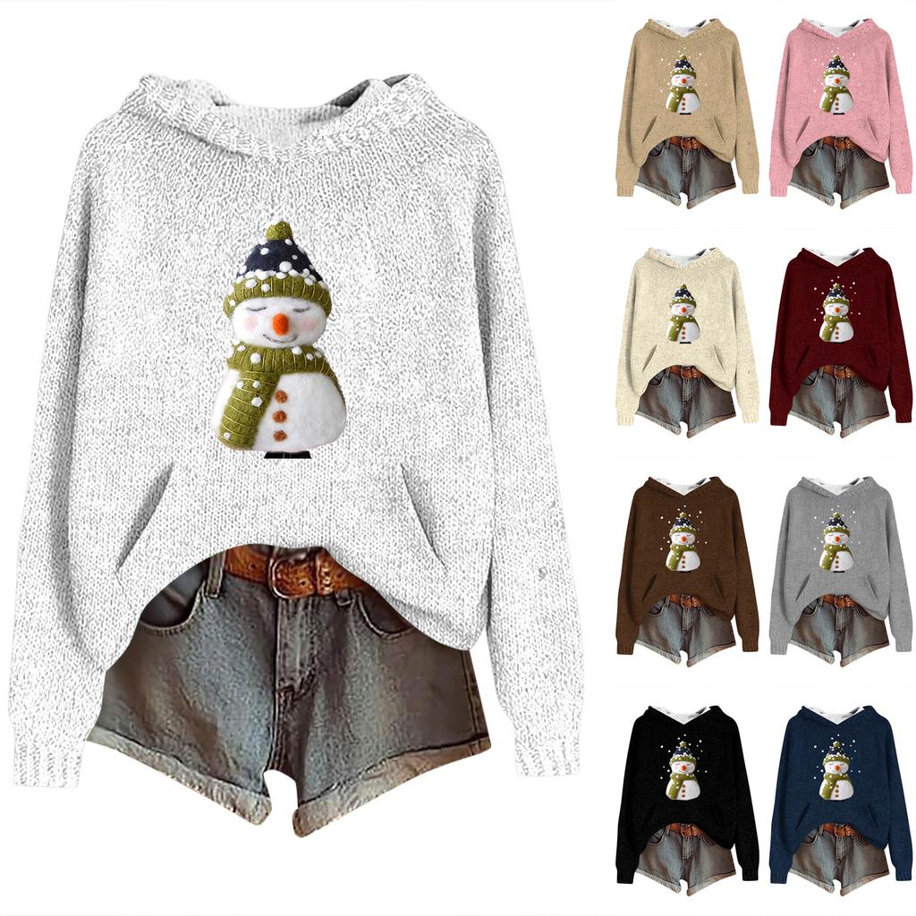 Sweatshirts For Women Knit Sweater Cute Shirt Fall Pullover Hooded Sweatshirt