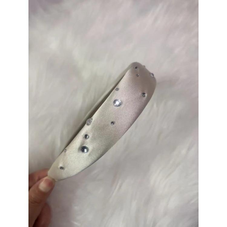 Champagne Gold Diamond Dot Women's Hairband Exquisite High Quality Shinning Satin Sponge Thickened Hair Accessories Headwear