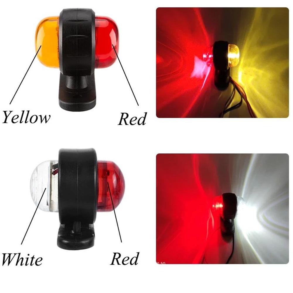 2PCS Truck Side Marker Lights Outline Lamp 12V 24V Side Light Red Amber Signal Indicator Light Trailer Van Bus Caravan Boat