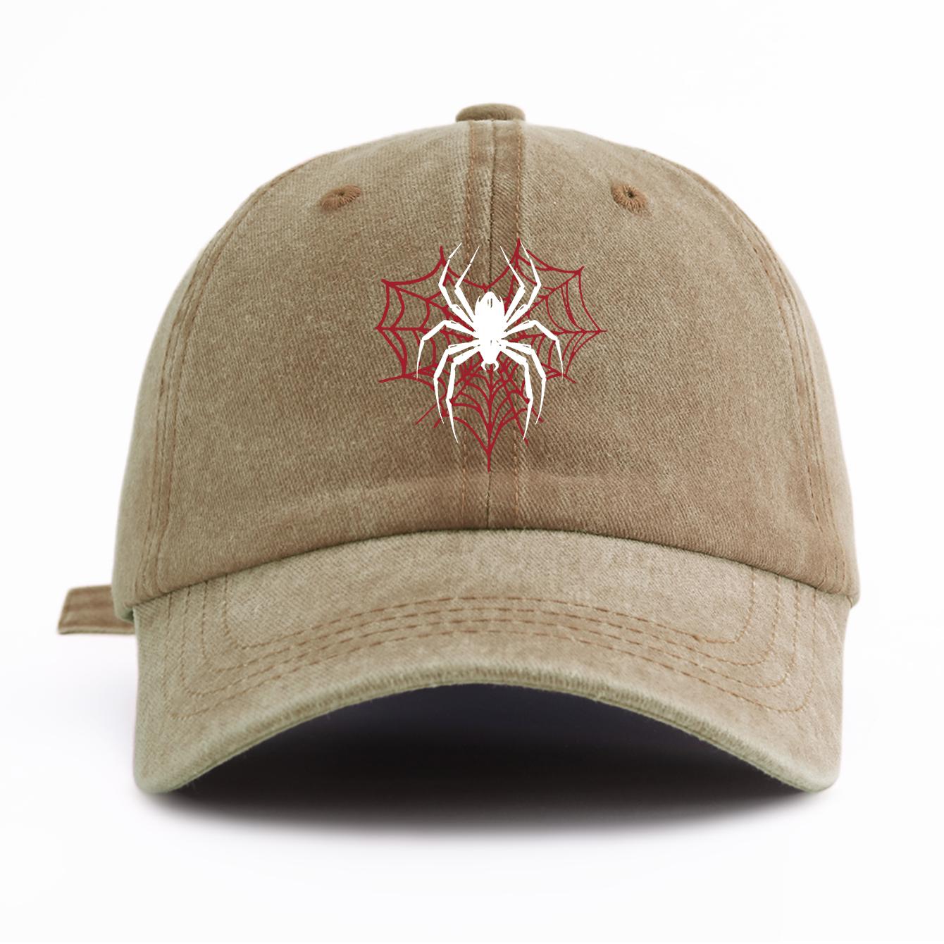 

1pc Spider Print Washed Baseball Cap for Adults,Minimalist Retro Style Casual Soft Adjustable Dad Hat,Perfect As Gift хаки
