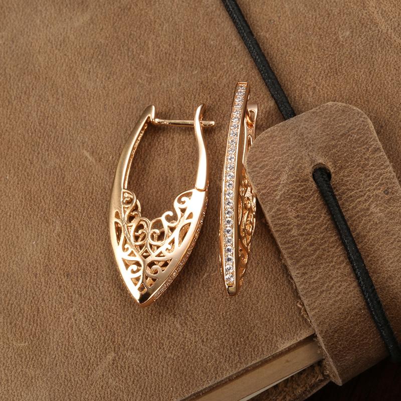 Kinel Rose Gold Long Drop Earrings For Women Luxury Wedding Earrings