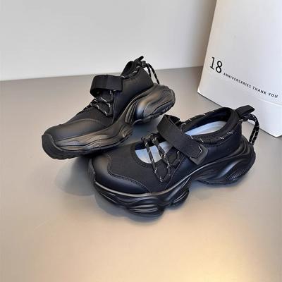 Zapatos Deportivos Casuales para Mujer con Malla Transpirable Huecos Suela Gruesa Zapatos Mary Jane Finos Cierre de Velcro Zapatos Deportivos de Ocio