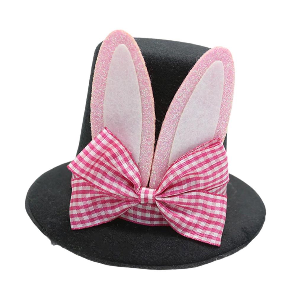 Top Hat Hair Clip Dress Up Headdress Photo Prop Plaid Bow Easter Hair Accessory for Halloween Masquerade Holiday Party Supplies