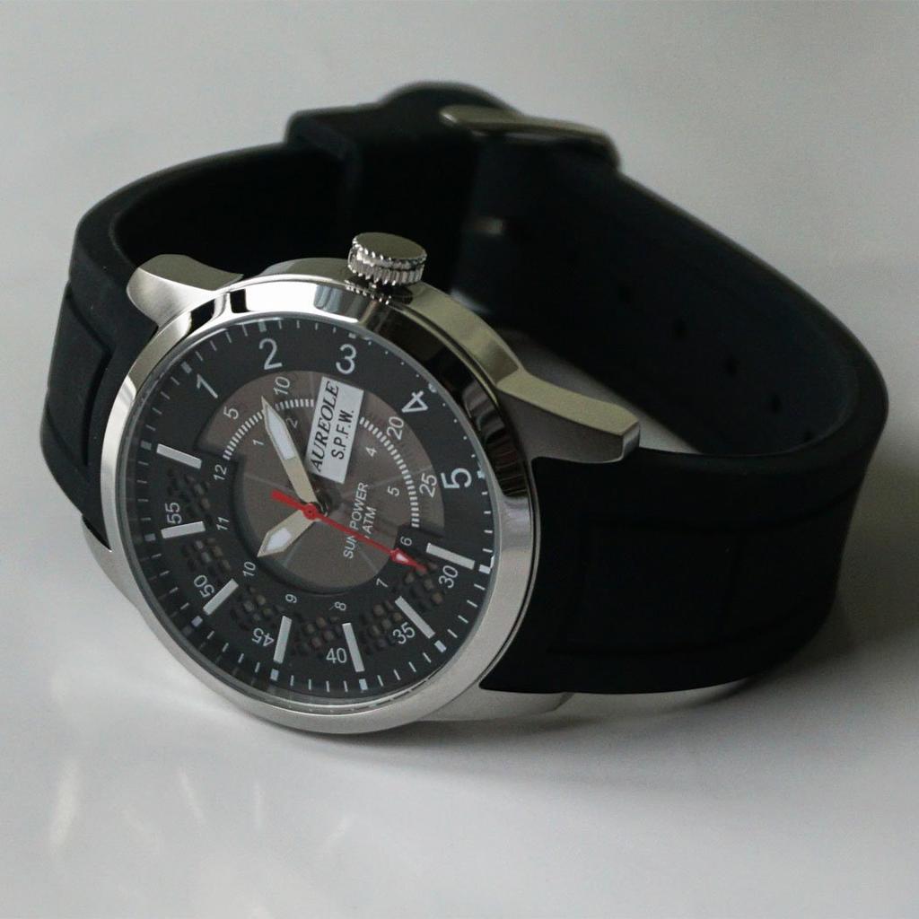 Aureol S.P.F.W. Solar Men's Watch SW-608M-01 Black