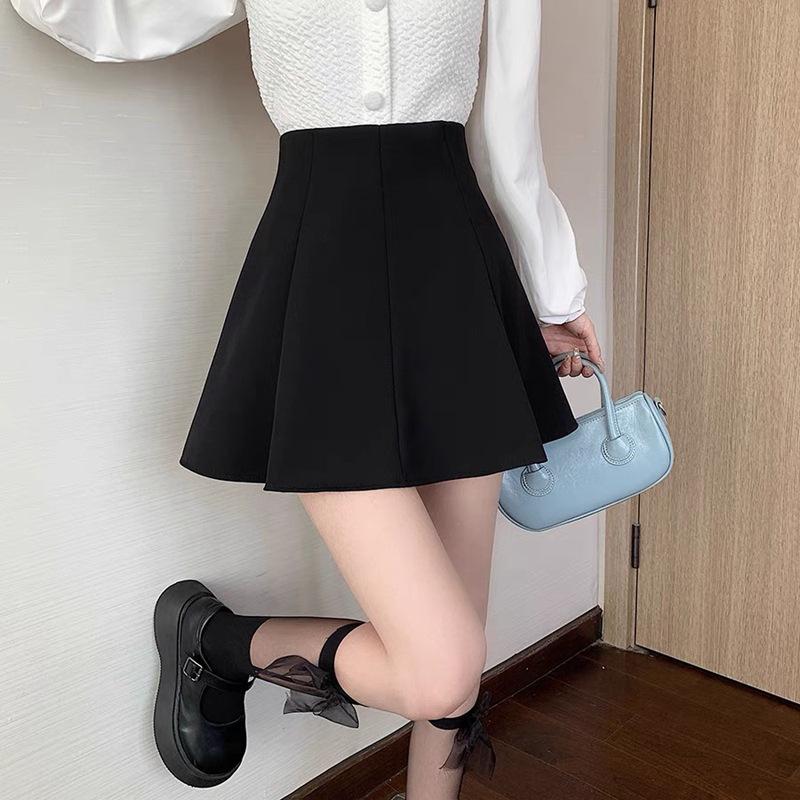 Women's Spring Summer Plus Size A-Line Short Umbrella Skirt Pleated Puffy Underlay Casual All-match Versatile Skirt-Trousers Academic Style
