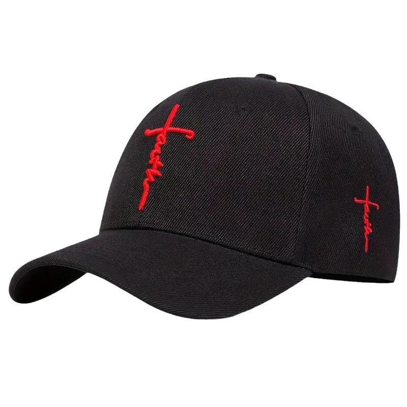 Unisex Embroidered Faith Cross Faux Wool Baseball Cap – Sun Protection Duckbill Hat for Outdoors