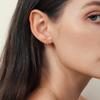 Lunne 14K Mini Bezel Line One-Touch Earrings (14K Gold) #Lfe57