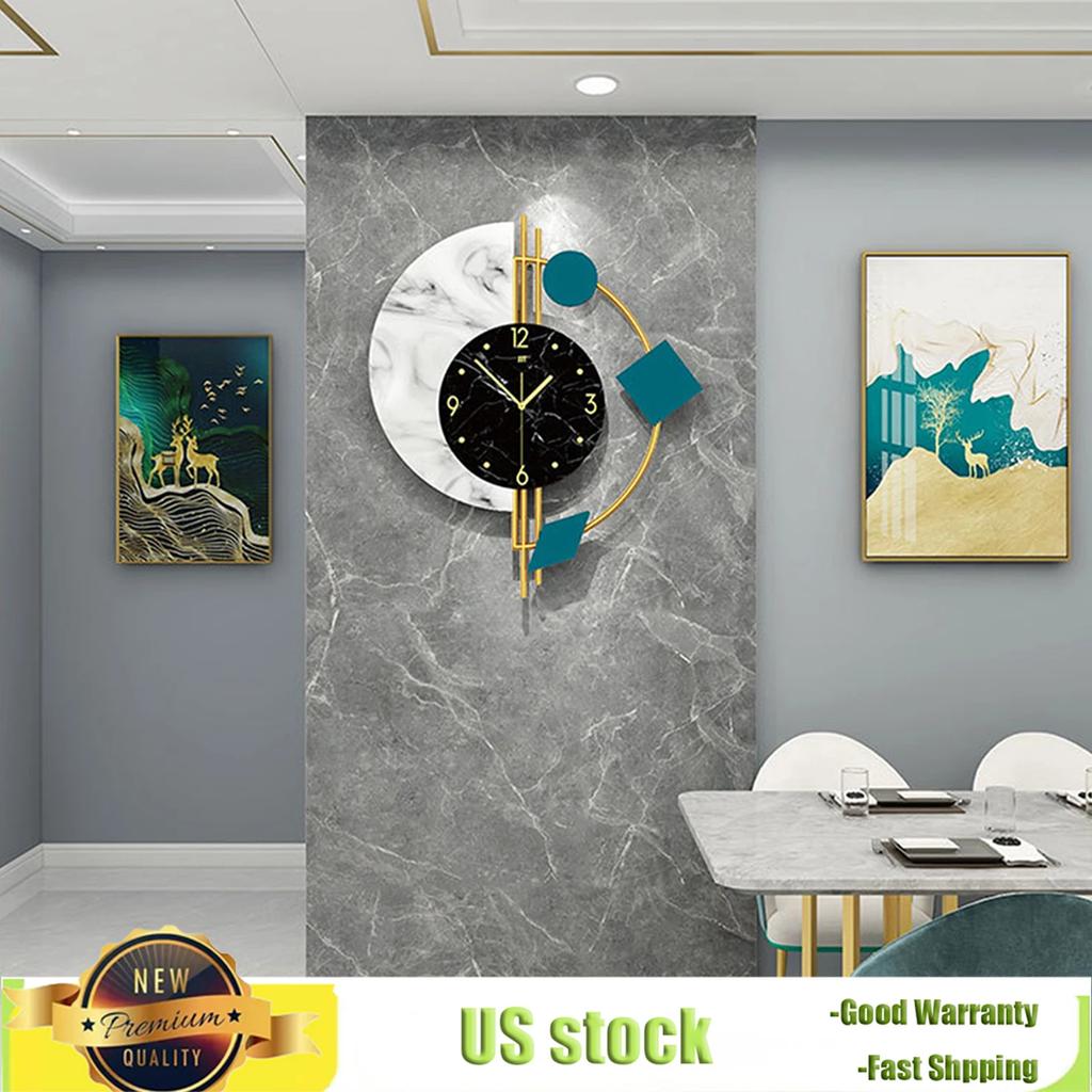 Small Quartz Wall Mounted Clock with 9.45-inch Large Dial, Modern Geometric Shape Home Decorfor Living Room, Entrance & Bedroom