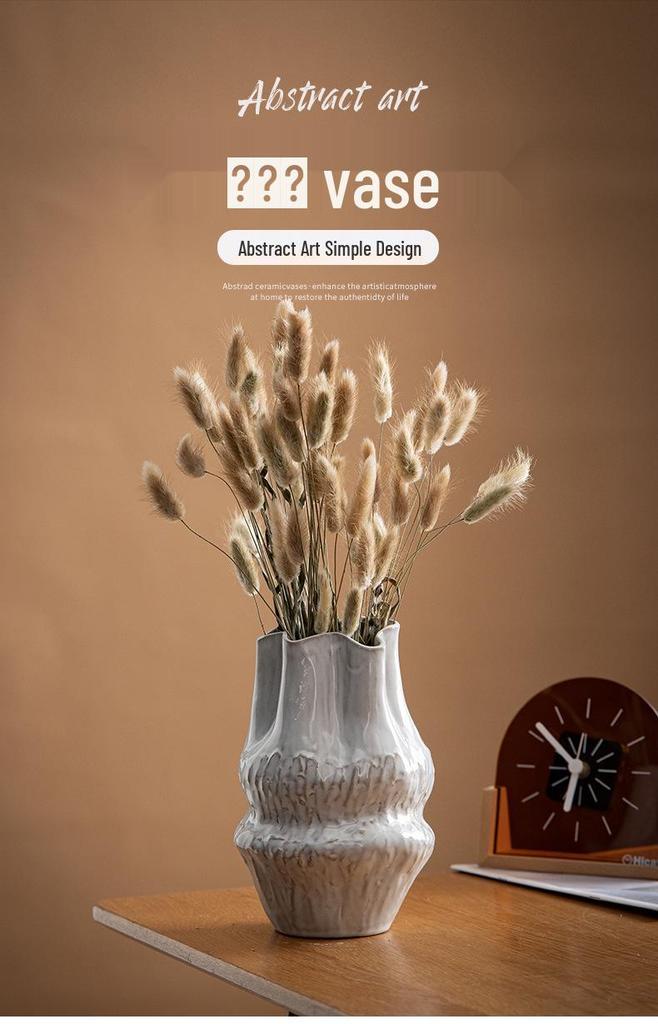 Wabi-sabi Modern Large European Ceramic Vase for Living Room or Dining Table Flower Arrangements